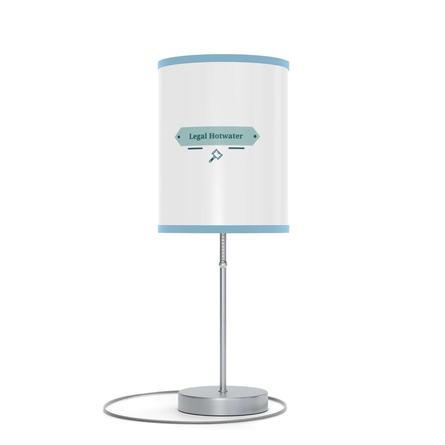 Modern table lamp on a steel stand with customizable shade and US|CA plug, featuring Legal Hotwater design.