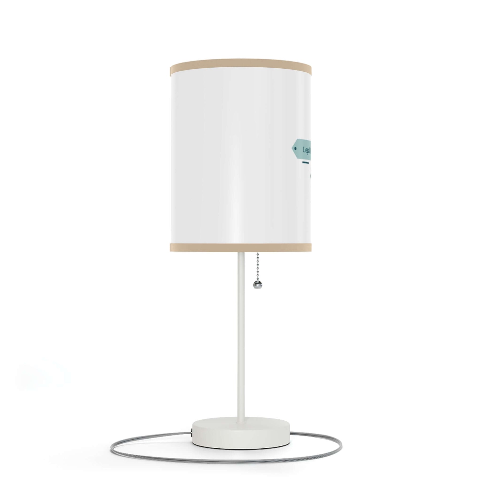 Modern white table lamp on a sleek steel stand with a minimalist design, ideal for home decor in the US and CA.